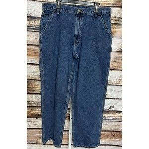 Carhartt Mens 38x32 Denim Carpenter Work Jeans Blue